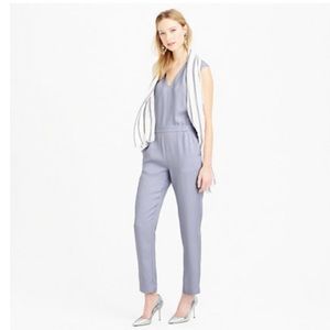 GREEN J Crew Drapey Oxford V-Neck Jumpsuit